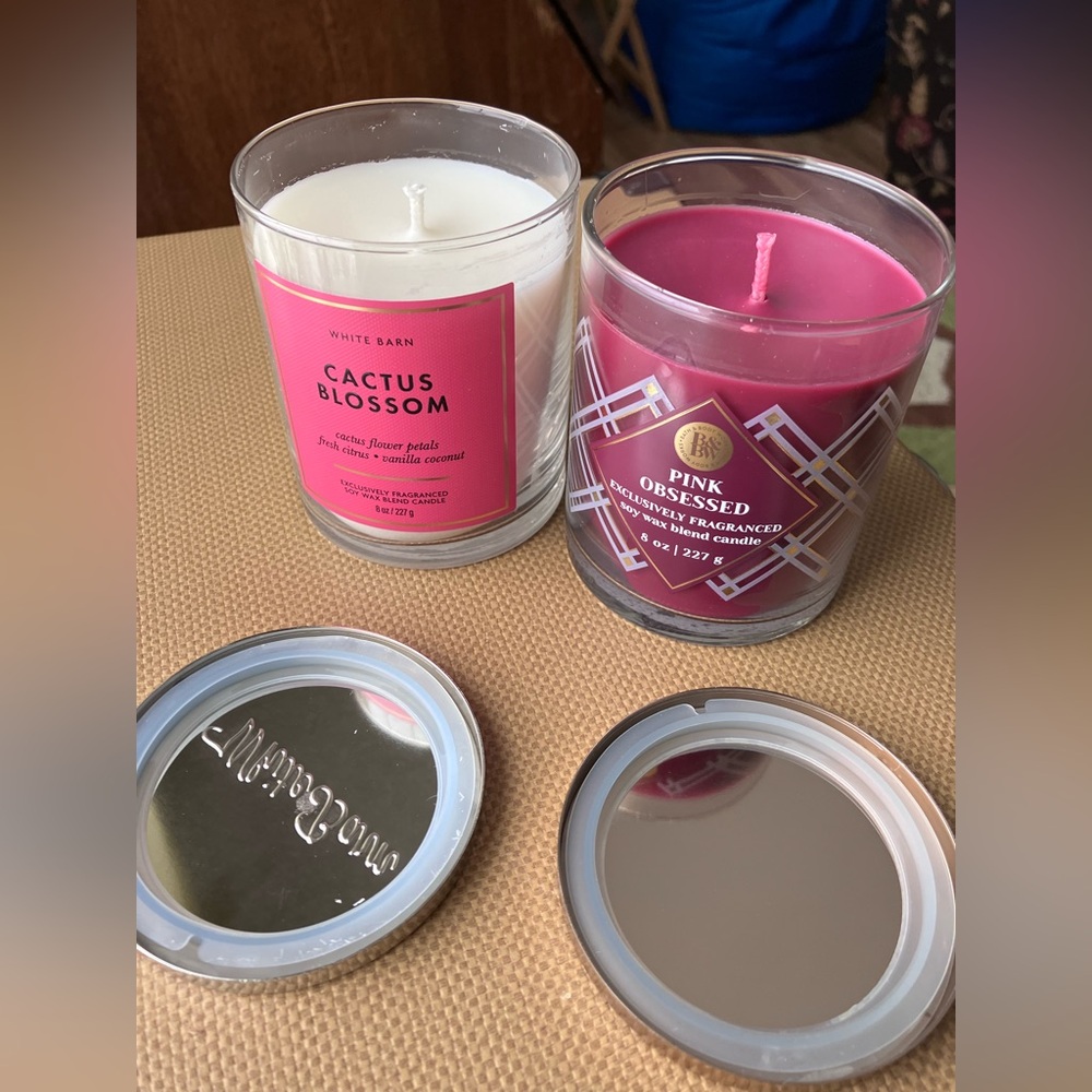 2 Candle Lot! White Barn - Cactus Blossom and B&BW Pink Obsessed in glass jars - Picture 3 of 7